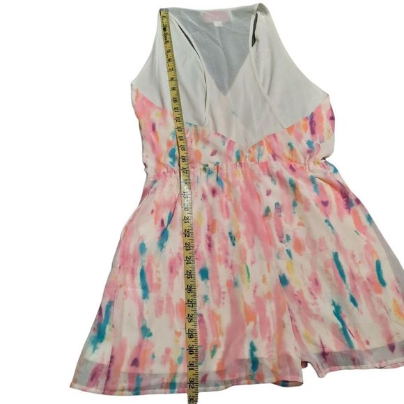 $5 For $25* Rory Becca Abstract Multicolored Sheer Back Romper- Size Large - Picture 7 of 10